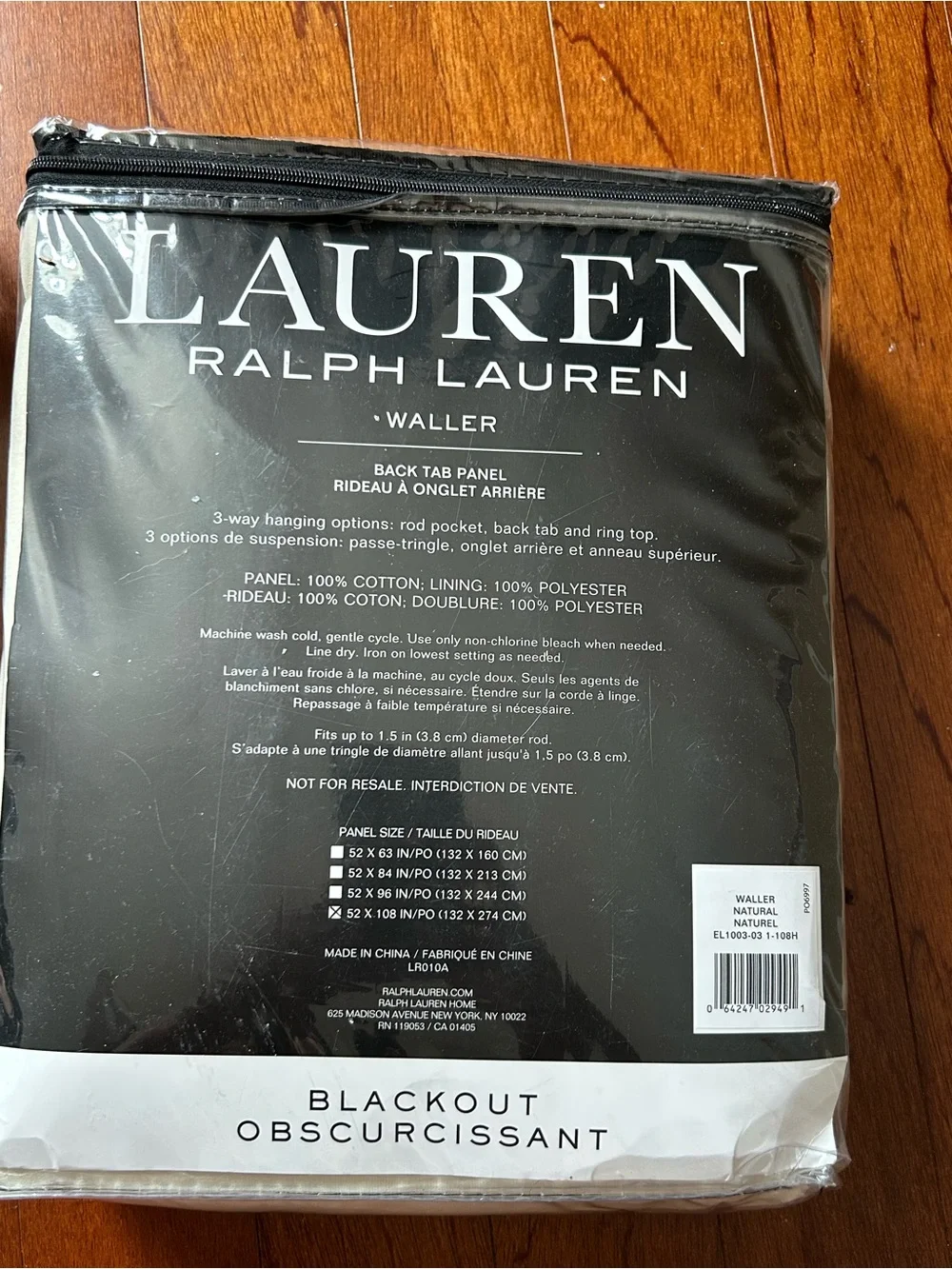 Lauren Ralph Lauren Blackout Curtain Panels Set of 2 52x108 Blackout Natural